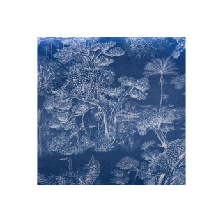 Fauteuil à accoudoirs en tissu peau de pêche bleu à motifs HERON - HELLIN