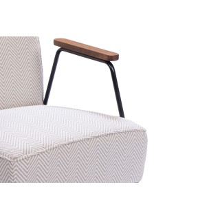 Fauteuil en tissu à chevrons ivoire et gris SINTRA - HELLIN