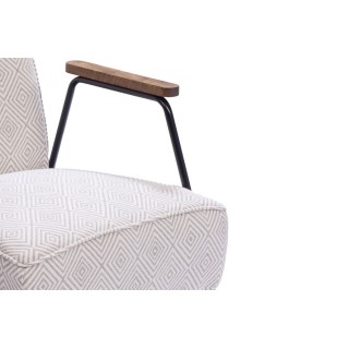 Fauteuil en tissu à carreaux ivoire et gris SINTRA - HELLIN