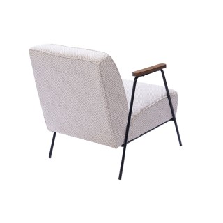 Fauteuil en tissu à carreaux ivoire et gris SINTRA - HELLIN
