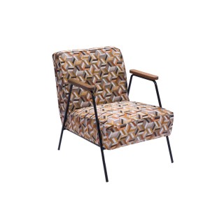 Fauteuil en tissu aux motifs géométriques marrons SINTRA - HELLIN