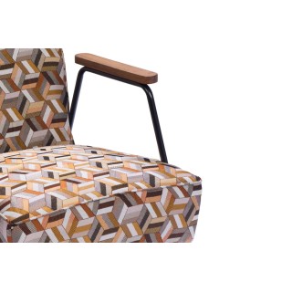 Fauteuil en tissu aux motifs géométriques marrons SINTRA - HELLIN