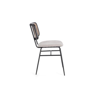 Chaises de salle à manger en cannage et tissu (lot de 2) GLORIA - HELLIN