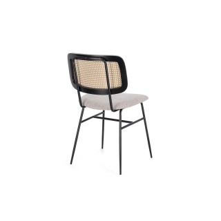 Chaises de salle à manger en cannage et tissu (lot de 2) GLORIA - HELLIN
