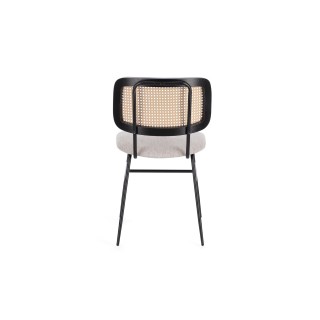 Chaises de salle à manger en cannage et tissu (lot de 2) GLORIA - HELLIN