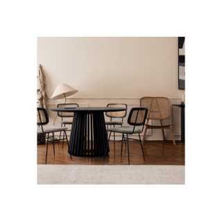 Chaises de salle à manger en cannage et tissu (lot de 2) GLORIA - HELLIN