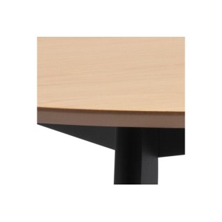 Table ronde en bois chêne/noir D105 + 4 chaises en bois chêne/noir LETA - HELLIN