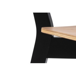 Table ronde en bois chêne/noir D105 + 4 chaises en bois chêne/noir LETA - HELLIN