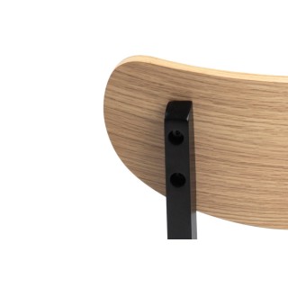 Table ronde en bois chêne/noir D105 + 4 chaises en bois chêne/noir LETA - HELLIN