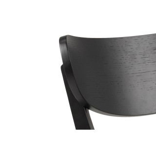 Table ronde en bois noir D105 + 4 chaises en bois noir LETA - HELLIN