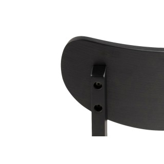 Table ronde en bois noir D105 + 4 chaises en bois noir LETA - HELLIN