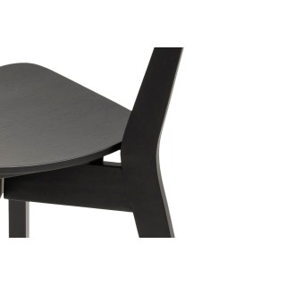 Table ronde en bois noir D105 + 4 chaises en bois noir LETA - HELLIN