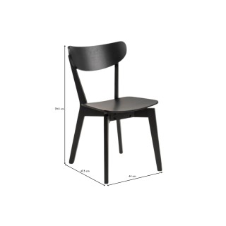 Table ronde en bois noir D105 + 4 chaises en bois noir LETA - HELLIN