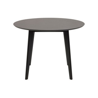 Table ronde en bois noir D105 + 4 chaises en bois noir LETA - HELLIN