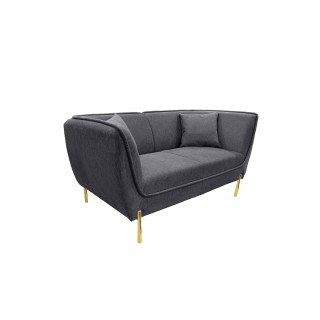 Canapé 2 places tissu gris et piétement doré DIJON - HELLIN