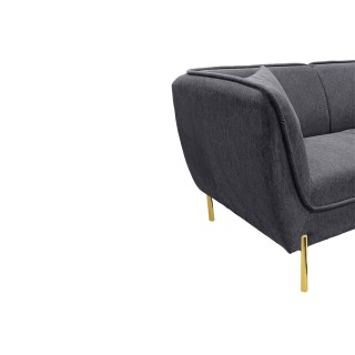 Canapé 2 places tissu gris et piétement doré DIJON - HELLIN