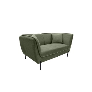 Canapé droit 2 places tissu vert et piétement noir DIJON - HELLIN