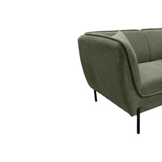 Canapé droit 2 places tissu vert et piétement noir DIJON - HELLIN