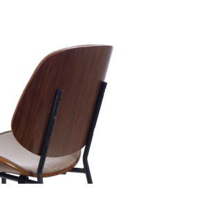 Chaises rétro en noyer et tissu (lot de 2) ELLEA - HELLIN