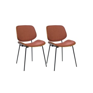 Chaises rétro en noyer et tissu (lot de 2) ELLEA - HELLIN
