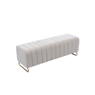 Banc d'entrée 2 places en tissu beige et pieds dorés LILIO - HELLIN