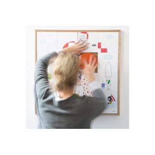 Tableau en bois taquin souvenirs d'enfance 63 x 63 PHOTO DE FAMILLE - HELLIN