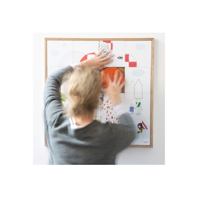 Tableau en bois taquin souvenirs d'enfance 63 x 63 PHOTO DE FAMILLE - HELLIN