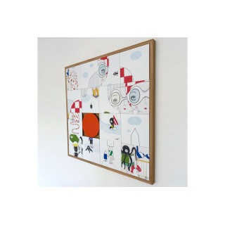 Tableau en bois taquin souvenirs d'enfance 63 x 63 PHOTO DE FAMILLE - HELLIN