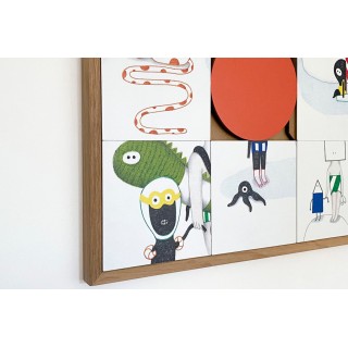 Tableau en bois taquin souvenirs d'enfance 63 x 63 PHOTO DE FAMILLE - HELLIN