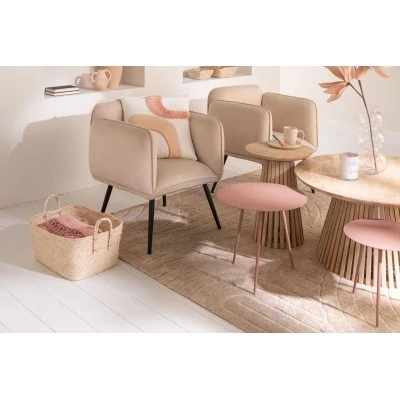 Table basse ronde en bois de manguier VALERIE - HELLIN