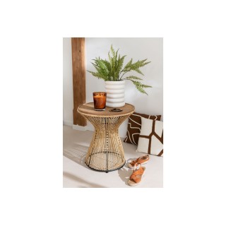 Bout de canapé ethnique en rotin et métal noir ANAYA - HELLIN