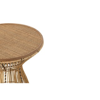 Bout de canapé ethnique en rotin et métal noir ANAYA - HELLIN