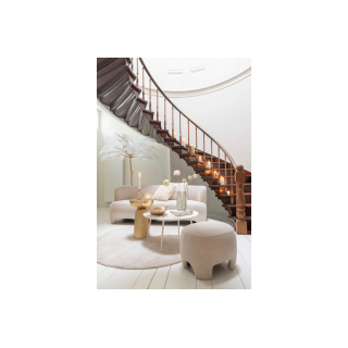 Canapé droit 2/3 personnes en tissu bouclette blanc cassé EDELWEISS - HELLIN