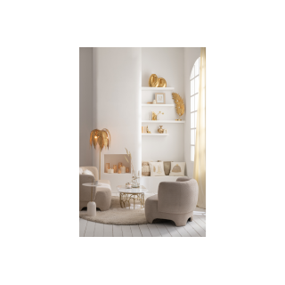 Canapé droit 2/3 personnes en tissu bouclette blanc cassé EDELWEISS - HELLIN