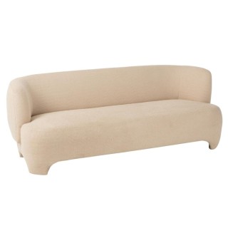 Canapé droit 2/3 personnes en tissu bouclette blanc cassé EDELWEISS - HELLIN