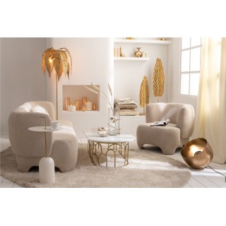 Fauteuil en tissu bouclette blanc - EDELWEISS Hellin