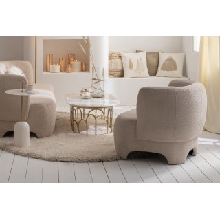 Fauteuil en tissu bouclette blanc - EDELWEISS Hellin