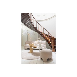 Pouf en tissu bouclette blanc - Hellin