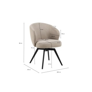 Chaise de salle à manger pivotante en métal et tissu LENA - HELLIN
