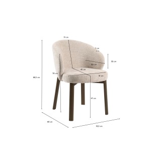 Chaises en tissu beige et pieds chêne fumé (lot de 2) YUNA - HELLIN