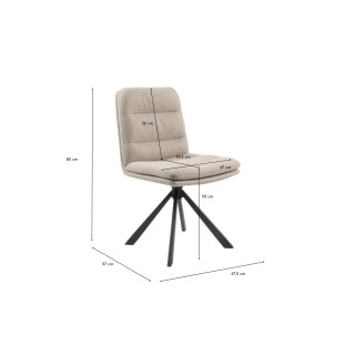 Chaises pivotantes en tissu beige et métal noir (lot de 2) JAMES - HELLIN