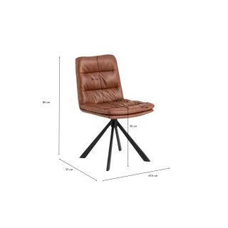 Chaises pivotantes en simili cognac et métal noir (lot de 2) JAMES - HELLIN