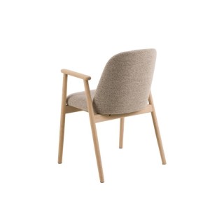 Chaises en chêne blanchi et tissu bouclette beige (lot de 2) LEA - HELLIN