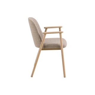 Chaises en chêne blanchi et tissu bouclette beige (lot de 2) LEA - HELLIN