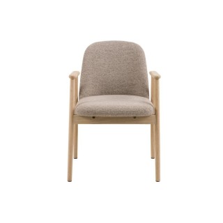 Chaises en chêne blanchi et tissu bouclette beige (lot de 2) LEA - HELLIN