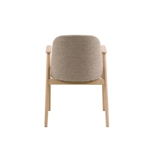 Chaises en chêne blanchi et tissu bouclette beige (lot de 2) LEA - HELLIN