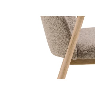 Chaises en chêne blanchi et tissu bouclette beige (lot de 2) LEA - HELLIN