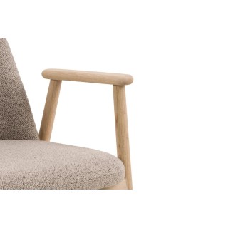 Chaises en chêne blanchi et tissu bouclette beige (lot de 2) LEA - HELLIN