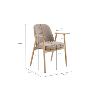 Chaises en chêne blanchi et tissu bouclette beige (lot de 2) LEA - HELLIN