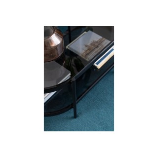 Table basse ovale en verre et métal noir BENNY - HELLIN